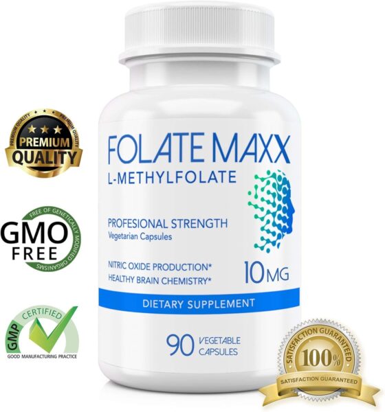 FolateMaxx L-Methylfolate 10 mg 90 Capsules Active Folate Non-GMO Methyl Folate, 5-MTHF