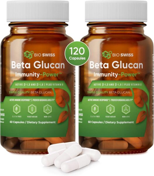 Immunity Power Swiss Beta Glucan 1,3, 1,6 420 mg + Vitamin D | Extra Strength Immune Support Supplement | 60 Vegan, Gluten-Free & Non-GMO Immune Boosters for Adults