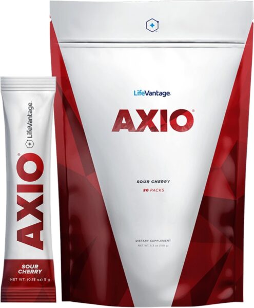 AXIO Regular Energy Drink Powder, Red Raspberry, 30 Packets, Instant Energy Powder, Energy Supplement in a Drink Mix, w/B Vitamins, DMAE, L-Theanine, Quercetin, Green Tea & Pine Bark Extract