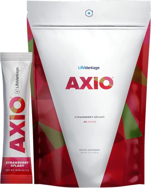 AXIO Regular Energy Drink Powder, Red Raspberry, 30 Packets, Instant Energy Powder, Energy Supplement in a Drink Mix, w/B Vitamins, DMAE, L-Theanine, Quercetin, Green Tea & Pine Bark Extract