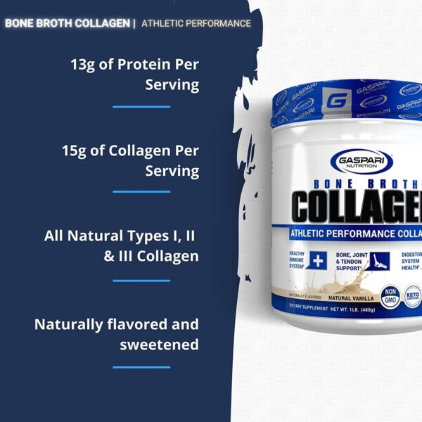 Bone Broth Athletic Performance Collagen Natural Vanilla (1 Lbs. / 30 Servings)