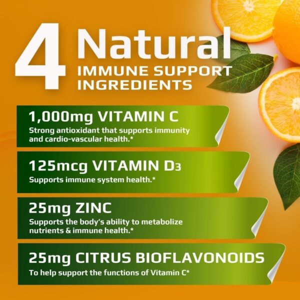 | C D Z | Vitamin C, 1000mg | Vitamin D3, 125mcg | Zinc, 25mg | Non-GMO & Gluten Free | 120 Vegetarian Capsules |120 Servings