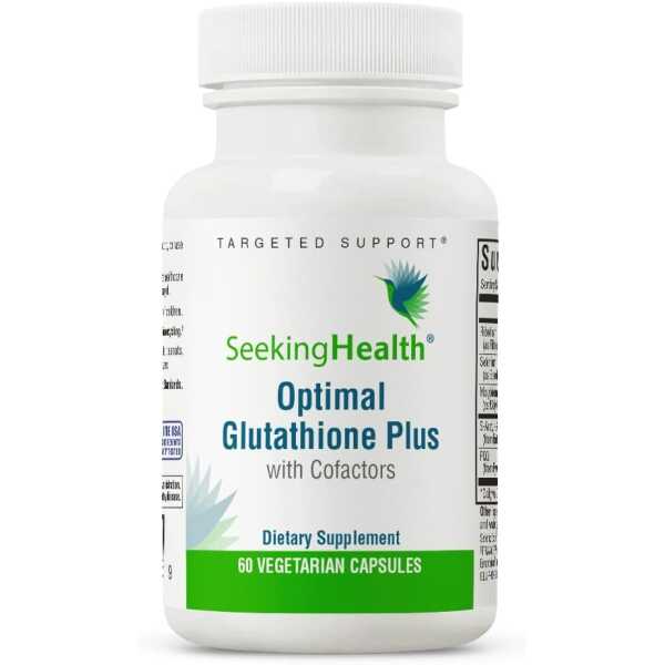 Seeking Health Optimal Glutathione Plus, 100 mg S-acetyl-L Glutathione with Cofactors, Immune and Detoxification Support, Liver Health, Antioxidant and Free Radical Support, Vegetarian (60 capsules)