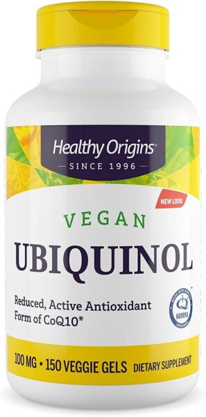 Healthy Origins Ubiquinol Vegan Formula (Active Form of CoQ10), 100 mg – Kaneka Ubiquinol Supplement for Heart Health & Antioxidant Support – Vegan, Gluten-Free & Non-GMO Supplement – 60 Veggie Gels