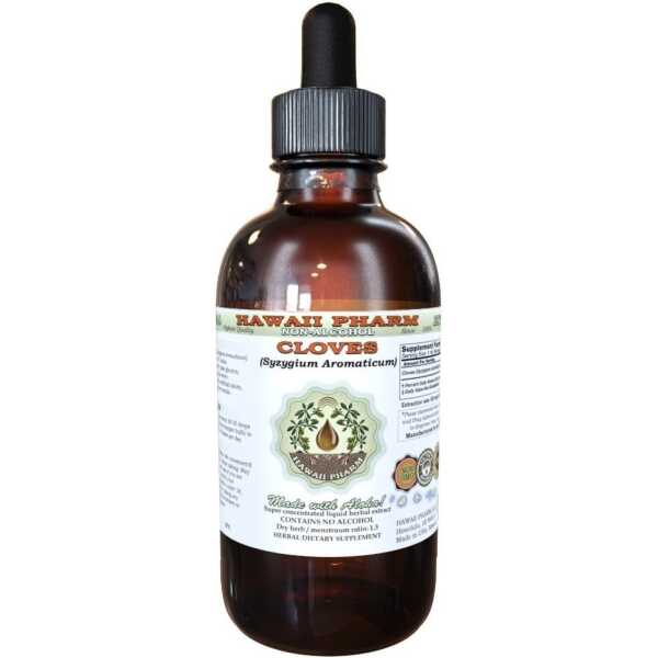 Hawaii Pharm Cloves Alcohol-Free Liquid Extract, Organic Cloves (Syzygium Aromaticum) Dried Flower Buds Glycerite Natural Herbal Supplement 2 oz