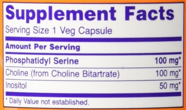 NOW Foods Phosphatidyl Serine 100mg,(2 x 120) 240 Veg Capsules