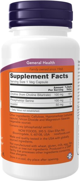 NOW Foods Phosphatidyl Serine 100mg,(2 x 120) 240 Veg Capsules