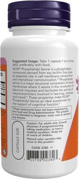 NOW Foods Phosphatidyl Serine 100mg,(2 x 120) 240 Veg Capsules