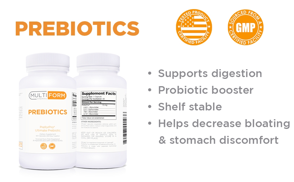 multiform vitamins, multiform, vitamins, vitamin, prebiotics, probiotics, shelf stable, gut health