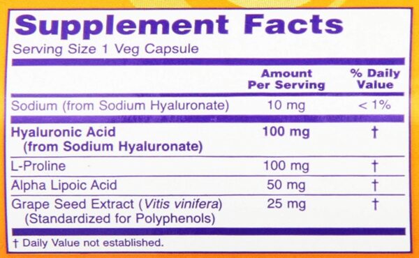 Hyaluronic Acid 2X Plus Veg Capsules, 100 mg – 120 ct (Pack of 2)