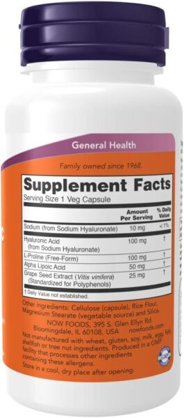 Hyaluronic Acid 2X Plus Veg Capsules, 100 mg – 120 ct (Pack of 2)