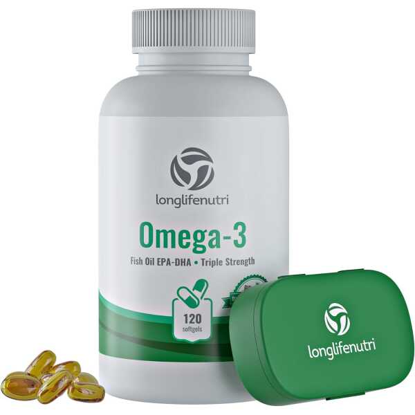 Omega 3 Fish Oil Pills 120 Softgels Capsule | Essential Fatty Acids 1000mg Supplement | High DHA EPA | Immune Support Formula | Natural Nordic Algae Ultra Omega3 Women & Men