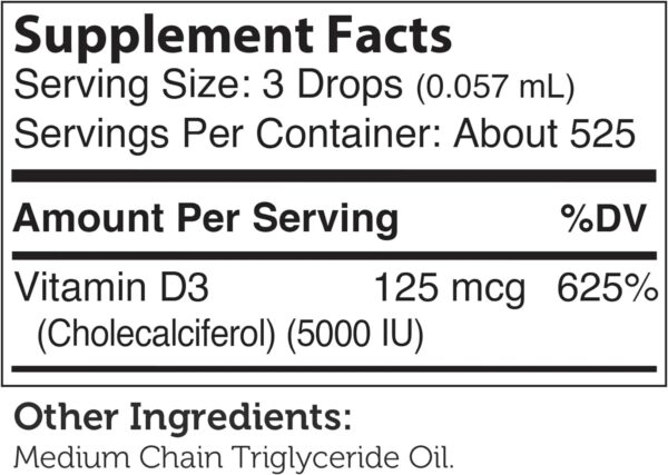 Zahler Vitamin D3 Liquid, Vitamin D Drops, Certified Kosher (5,000IU)