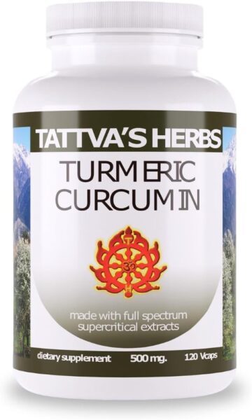 Tattva’s Herbs Turmeric Curcumin 500 mg, Herbal Supplement for Antioxidant Support, Turmeric Curcumin with Black Pepper for Advanced Absorption, 75% Curcuminoids, 2 Pack, 240 Veggie Capsules