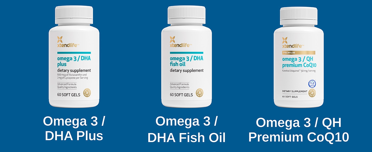 Omega 3 DHA Plus, Omega 3 DHA Fish Oil, Omega 3 QH Premium, Co10, Xtendlife, Supplements 