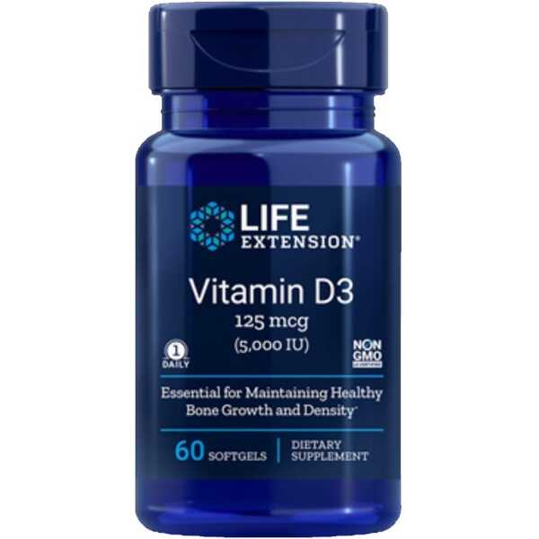 Life Extension Vitamin D3 5000 IU, 60 Softgels – 4-Pak