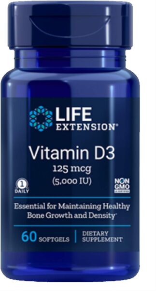 Life Extension Vitamin D3 5000 IU, 60 Softgels – 4-Pak