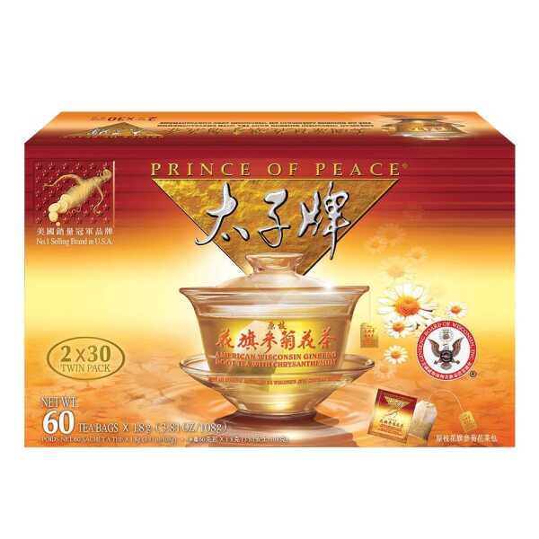 Prince of Peace®American Ginseng Tea with Chrysanthemum- Twin Pack (2 boxes X 30 Sachets)