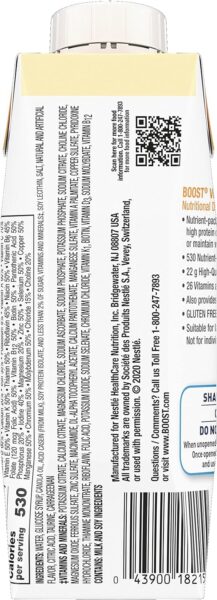 Oral Supplement Boost VHC Very Vanilla 8 oz. Carton Ready to Use, 8 Fl Oz (Pack of 27)