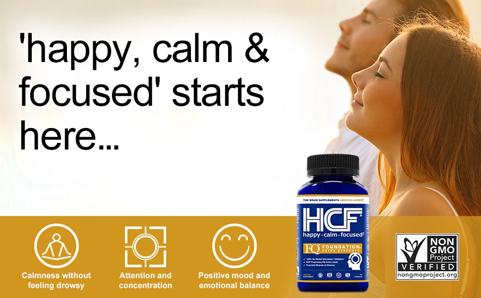 HCF Happy Calm Focused attention supplement focus vitamins concentration pills mood brain booster