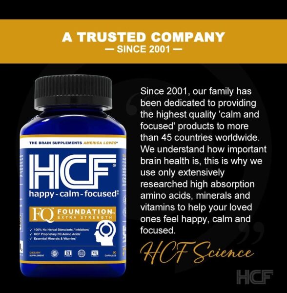 HCF Nootropic Supplement – Brain and Focus, Attention & Mood Support Supplement – Essential Ingredients for Cognitive Performance – Natural Calm Aid Stress Relief Wellness Support. 90 Count (2-Pack)