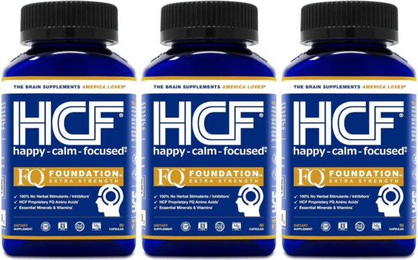 HCF Nootropic Supplement – Brain and Focus, Attention & Mood Support Supplement – Essential Ingredients for Cognitive Performance – Natural Calm Aid Stress Relief Wellness Support. 90 Count (2-Pack)