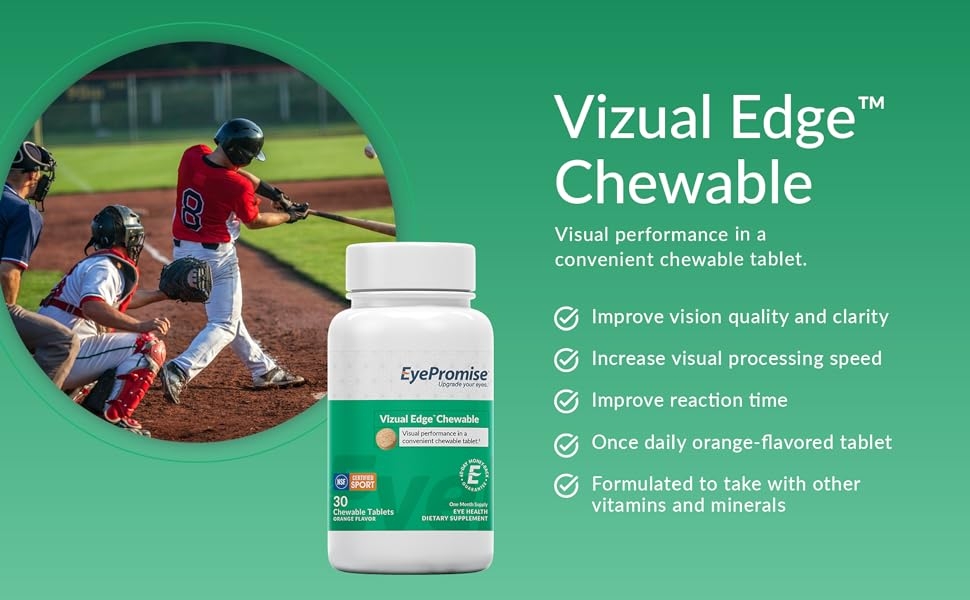 Baseball game batter about to make contact with the ball with Visual Edge Chewable bottle image