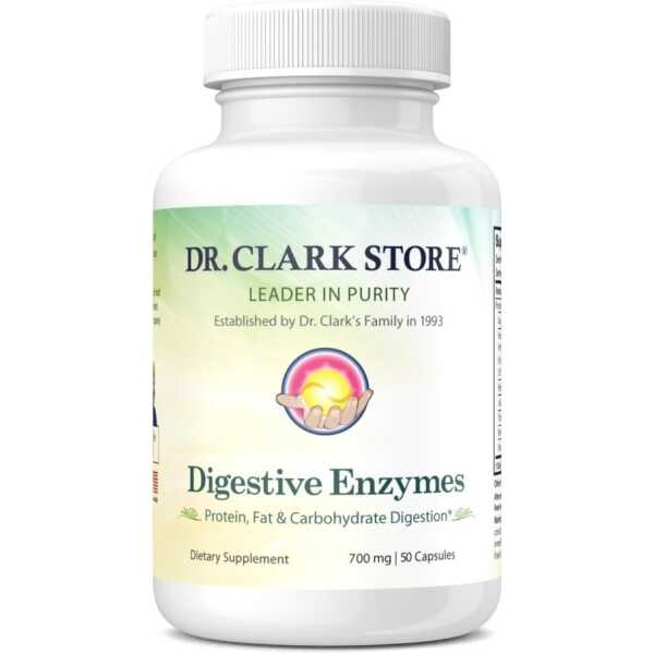 Dr. Clark Digestive Enzymes Supplement, 700mg, 50 Gelatin Capsules