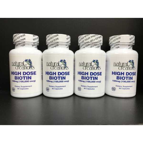 High Dose Biotin Bundle – 4 Bottles of 90 Capsules Each