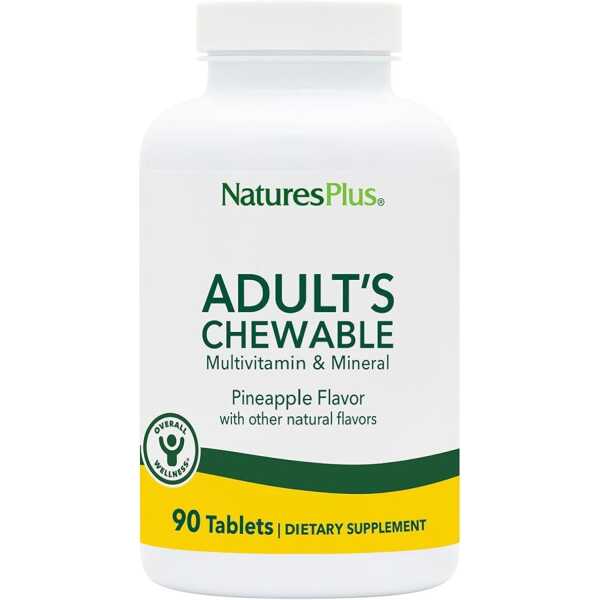 NaturesPlus Adult’s Chewable Multivitamin – 90 Vegetarian Tablets – Pineapple Flavor – Natural Whole Foods Supplement for Overall Health , Energy – Gluten-Free – 90 Servings