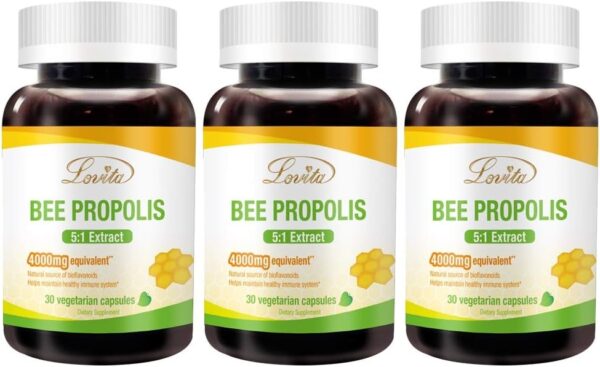 Bee Propolis Capsule | 4000mg Equivalent | 5:1 Concentration | Natural Propolis Extract | 30 Vegetarian Capsules (1 Months Supply)