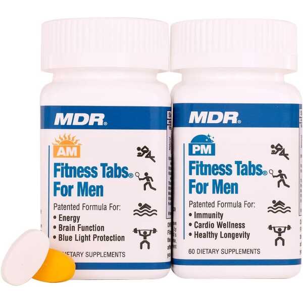 MDR Fitness Tabs Patented AM/PM Multivitamin for Men Doctor Formulated with Right Nutrients at The Right Time – Gluten Free – 2 Month Supply