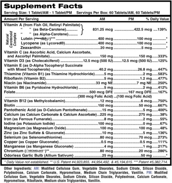 MDR Fitness Tabs Patented AM/PM Multivitamin for Men Doctor Formulated with Right Nutrients at The Right Time – Gluten Free – 2 Month Supply