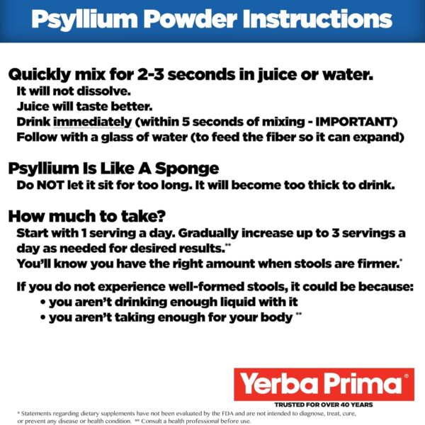 Yerba Prima Psyllium Husks Powder – 12 oz (Pack of 4) – Natural Fiber Supplement – Colon Cleanse – Gut Health – Vegan, Non-GMO, Gluten-Free (New Label – Packaging May Vary)