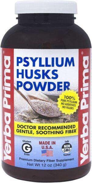 Yerba Prima Psyllium Husks Powder – 12 oz (Pack of 4) – Natural Fiber Supplement – Colon Cleanse – Gut Health – Vegan, Non-GMO, Gluten-Free (New Label – Packaging May Vary)