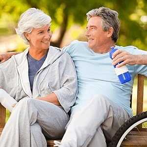 Swanson Health Vitamins and Supplements Couple Over 60 Sitting on Bench