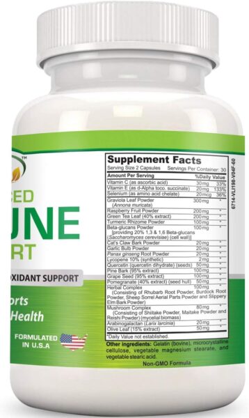 Immune Support Supplement Superior Anti-Oxidant – Boosts Immune System with Red Raspberry, Pomegranate, Pine Bark, Grape Seed, Green Extracts- Polyphenols, Lycopene