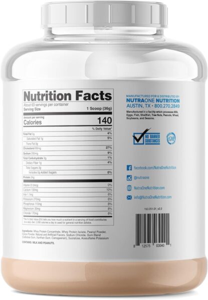 NutraOne ProteinOne Whey Protein Promote Recovery and Build Muscle with a Protein Shake Powder for Men & Women (Chocolate PB Cup, 5 LB)