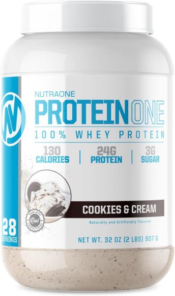 NutraOne ProteinOne Whey Protein Promote Recovery and Build Muscle with a Protein Shake Powder for Men & Women (Chocolate PB Cup, 5 LB)