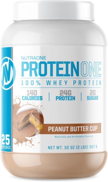 NutraOne ProteinOne Whey Protein Promote Recovery and Build Muscle with a Protein Shake Powder for Men & Women (Chocolate PB Cup, 5 LB)