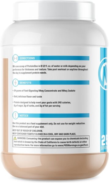 NutraOne ProteinOne Whey Protein Promote Recovery and Build Muscle with a Protein Shake Powder for Men & Women (Chocolate PB Cup, 5 LB)