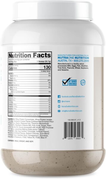 NutraOne ProteinOne Whey Protein Promote Recovery and Build Muscle with a Protein Shake Powder for Men & Women (Chocolate PB Cup, 5 LB)