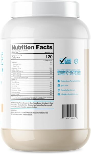 NutraOne ProteinOne Whey Protein Promote Recovery and Build Muscle with a Protein Shake Powder for Men & Women (Chocolate PB Cup, 5 LB)