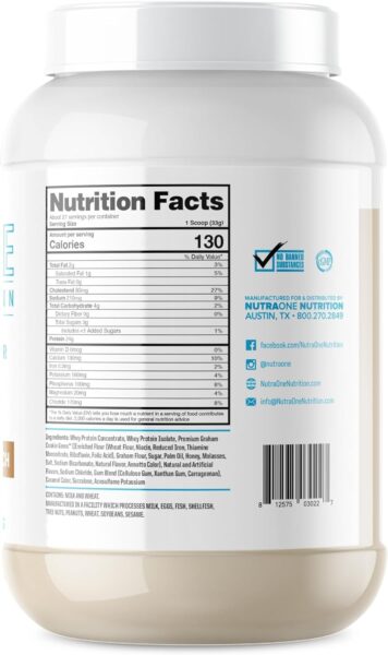 NutraOne ProteinOne Whey Protein Promote Recovery and Build Muscle with a Protein Shake Powder for Men & Women (Chocolate PB Cup, 5 LB)