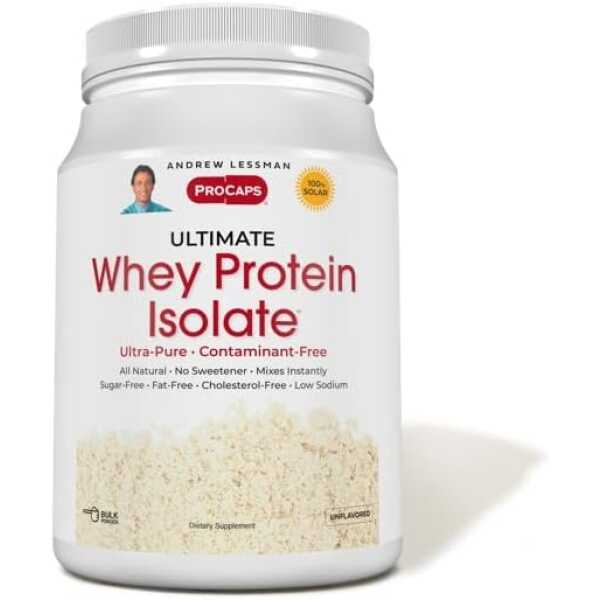 ANDREW LESSMAN Ultimate Whey Protein Isolate 30 Servings – Supports Workout Recovery & Lean Muscle Non-GMO, No Added Flavors, Fat-Free, Sugar-Free, Sweetener-Free, Certified Kosher. No Additives