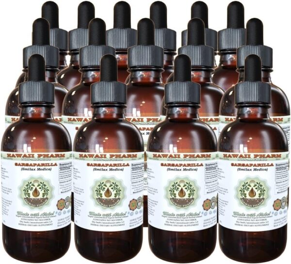 Hawaii Pharm Sarsaparilla Alcohol-Free Liquid Extract, Sarsaparilla (Smilax Medica) Dried Root Glycerite Natural Herbal Supplement, USA 2 fl.oz