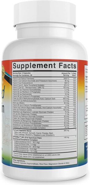 Divine Health Dr. Colbert Multivitamin Plus Chelated Minerals – Active B Vitamins – Fruits – Biotin – B Complex – Vegetables – MTHF – Mixed Tocotrienol & Tocopherol Mix – 120 ct