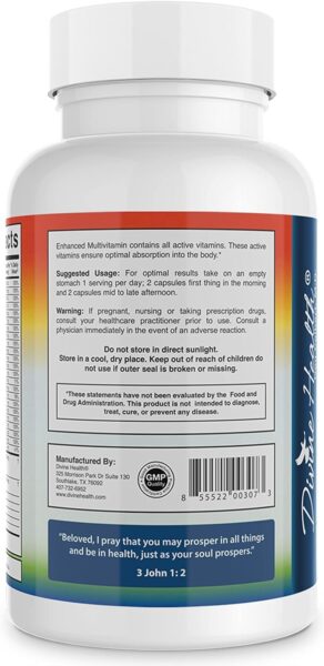 Divine Health Dr. Colbert Multivitamin Plus Chelated Minerals – Active B Vitamins – Fruits – Biotin – B Complex – Vegetables – MTHF – Mixed Tocotrienol & Tocopherol Mix – 120 ct