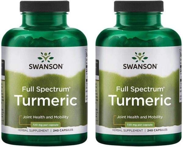 Swanson Full Spectrum Turmeric (Curcumin) – Joint Health, Digestion, and Liver Support Supplement – Curcuma Longa – 2 Pack of 240 Capsules (4 Pack)