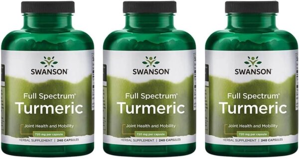 Swanson Full Spectrum Turmeric (Curcumin) – Joint Health, Digestion, and Liver Support Supplement – Curcuma Longa – 2 Pack of 240 Capsules (4 Pack)